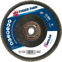 5″ Tiger Paw Abrasive Flap Disc, Flat, Phenolic Backing, 60Z, 5/8″-11 Arbor Hole - Caliber Tooling