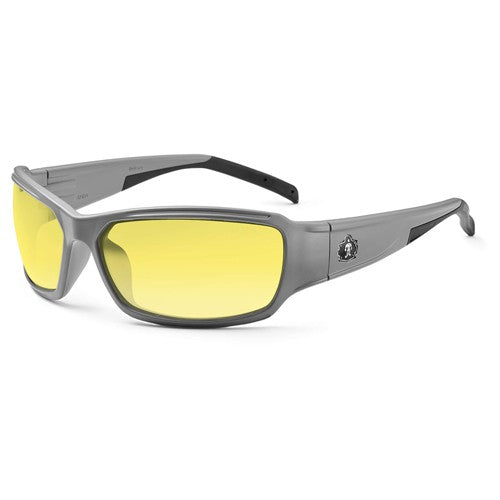 Thor Yellow Lens Matte Gray Safety Glasses - Caliber Tooling