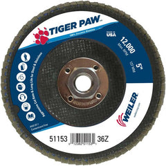 5″ Tiger Paw Abrasive Flap Disc, Flat, Phenolic Backing, 36Z, 5/8″-11 Arbor Hole - Caliber Tooling