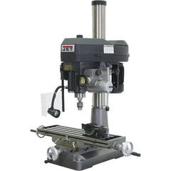 Jet - 1 Phase, 15-7/8" Swing, Variable Speed Pulley Mill Drill Combination - 9-1/2" Table Length x 32-1/4" Table Width, 20-1/2" Longitudinal Travel, 7" Cross Travel, 12 Spindle Speeds, 2 hp, 230 Volts - Caliber Tooling