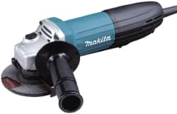 Makita - 4-1/2" Wheel Diam, 11,000 RPM, Corded Angle & Disc Grinder - 5/8-11 Spindle, 120 Volts, 6 Amps - Caliber Tooling