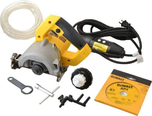 DeWALT - 4-3/8" Blade Diam, Tile Saw - 13,000 RPM, 120 Volts, 10.8 Amps, 20mm Arbor - Caliber Tooling