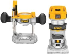 DeWALT - 16,000 to 27,000 RPM, 1.25 HP, 7 Amp, Fixed and Plunge Combination Electric Router - 115 Volts, 1/4 Inch Collet - Caliber Tooling