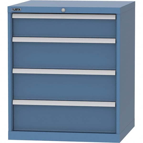 LISTA - 4 Drawer, 45 Compartment Bright Blue Steel Modular Storage Cabinet - Caliber Tooling