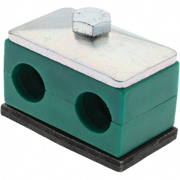 Value Collection - 2.09" Wide x 1.42" High x 1.18" Deep, Polypropylene Twin Vibration-Control Clamp - Steel Plate, Mount with Standard - Caliber Tooling