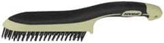 Hyde Tools - 1-1/8 Inch Trim Length Steel Scratch Brush - 6" Brush Length, 11-3/4" OAL, 1-1/8" Trim Length, Plastic with Rubber Overmold Ergonomic Handle - Caliber Tooling