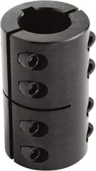 Climax Metal Products - 14mm Inside x 34mm Outside Diam, Two Piece Rigid Coupling with Keyway - 50mm Long x 5mm Keyway Width x 3mm Keyway Depth - Caliber Tooling