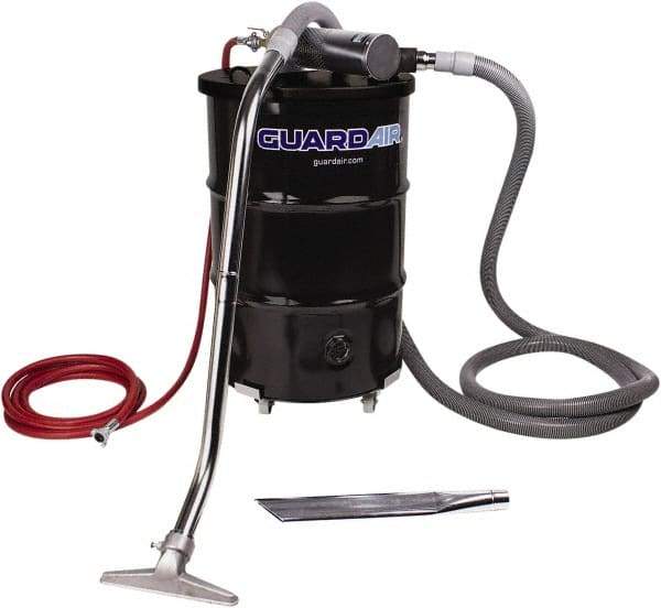 Guardair - 55 Gal Steel Tank, Air Powered Wet/Dry Vacuum - 15 Peak hp, 20' Hose Fitting, Cordless, Cartridge Filter - Caliber Tooling