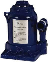 Value Collection - 20 Ton Capacity Side Pump Bottle Jack - 7-1/2" to 11-1/4" High, 3-1/8" Piston Stroke, 1-5/8" Screw Length, 1-1/2" Screw Diam, 2.2" Plunger Diam, 6-1/4" Long x 5-7/8" Wide Base - Caliber Tooling