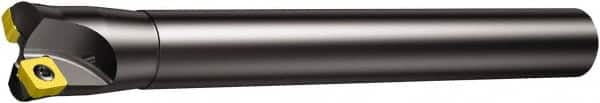 Sandvik Coromant - 1.378" Cut Diam, 8mm Max Depth of Cut, 1-1/4" Shank Diam, 10" OAL, Indexable Chamfer & Angle End Mill - Multiple Insert Styles, Cylindrical Shank, 10° Lead Angle, Through Coolant - Caliber Tooling