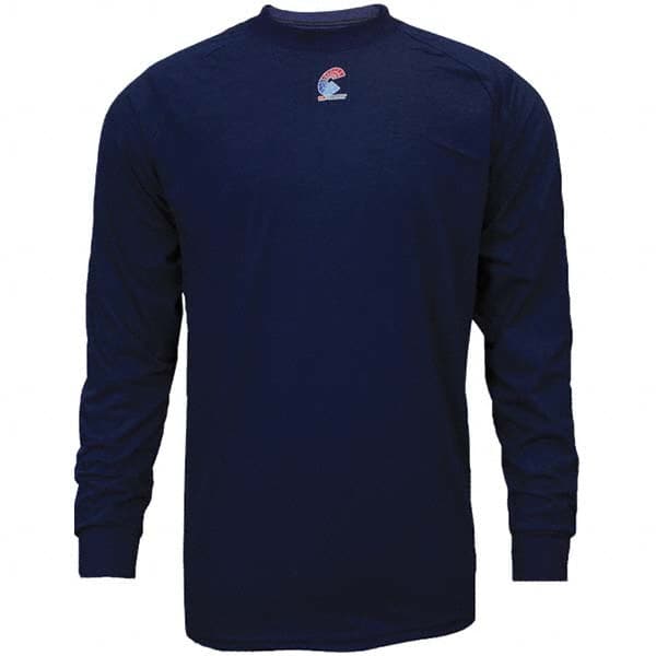 National Safety Apparel - Size M Navy Blue Flame Resistant/Retardant Long Sleeve Base Layer Shirt - Exact Industrial Supply