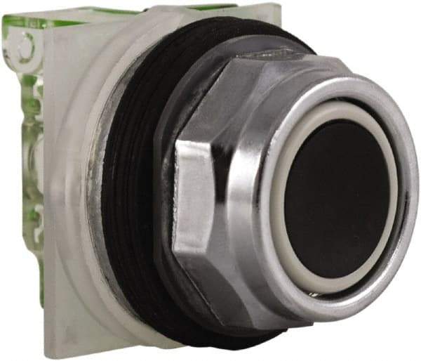 Schneider Electric - 30mm Mount Hole, Flush, Pushbutton Switch with Contact Block - Octagon, Black Pushbutton, Momentary (MO) - Caliber Tooling