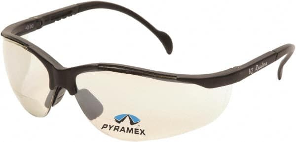 PYRAMEX - +1.5, Indoor/Outdoor Mirror Lenses, Scratch Resistant, Framed Magnifying Safety Glasses - UV Protection, Adjustable Temples, Black Nylon Frame, ANSI Z87.1, CSA Z94.3-07 - Caliber Tooling