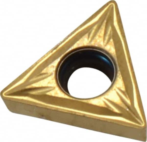 Seco - TCMT21.51 MF2 Grade CP500 Carbide Turning Insert - TiAlN/TiN Finish, 60° Triangle, 1/4" Inscr Circle, 3/32" Thick, 1/64" Corner Radius - Caliber Tooling