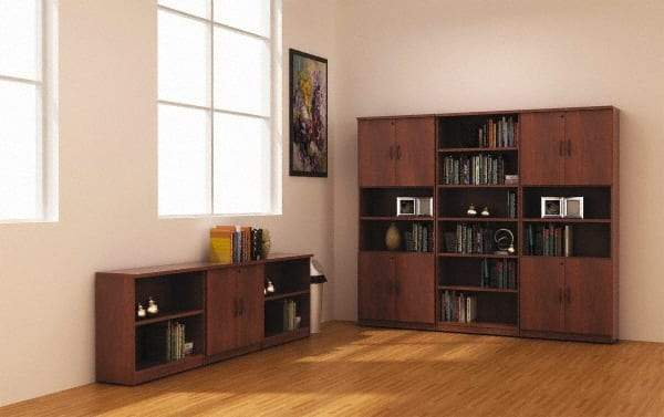 ALERA - 6 Shelf, 80-3/8" High x 31-3/4" Wide Bookcase - 14" Deep, Woodgrain Laminate, Medium Cherry - Caliber Tooling