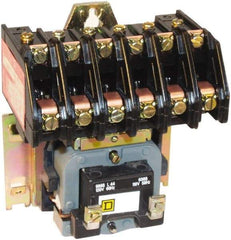 Square D - No Enclosure, 6 Pole, Electrically Held Lighting Contactor - 20 A (Tungsten), 30 A (Fluorescent), 277 VAC at 60 Hz, 6NO Contact Configuration - Caliber Tooling