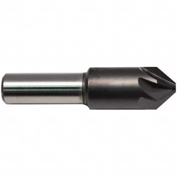 M.A. Ford - 3/4" Head Diam, 1/2" Shank Diam, 6 Flute 90° High Speed Steel Countersink - ALtima Blaze Finish, 2-3/4" OAL - Caliber Tooling