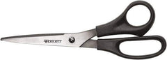 Westcott - 3-19/64" LOC, 8" OAL Stainless Steel Standard Standard - Plastic Straight Handle, For General Purpose Use - Caliber Tooling