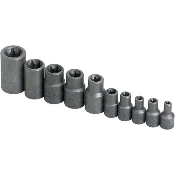 SK - 1/4" Drive Standard Socket Set - E4 to E18 Torx, Torx Measurement Standard - Caliber Tooling