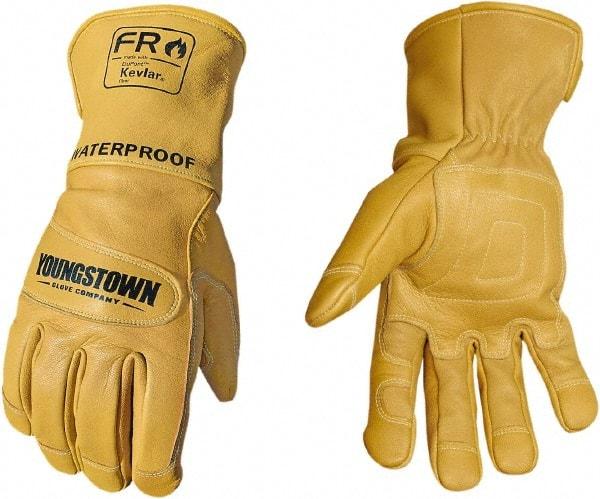 Youngstown - Size 2XL, Leather or Synthetic Leather, Arc Flash, Flame Resistant & Waterproof Gloves - Waterproof & Kevlar Lined, 50.5 cal/Sq cm Max Arc Protection, HRC 4, ANSI Cut Level 2, NFPA70E & ASTM F2302 - Caliber Tooling