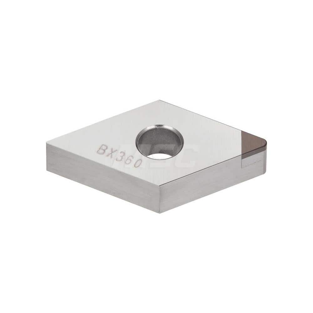 Turning Insert:  DNGA431-QBN BX360,  Polycrystalline Cubic Boron Nitride Uncoated Finish,  Neutral,  1/2″ Inscribed Circle,  0.0160″ Corner Radius,  55.0 &deg N/A Diamond,  Series  DNGA