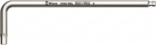 Wera - 6mm Hex, Long Arm, Hex Key - 172mm OAL, Metric System of Measurement - Caliber Tooling