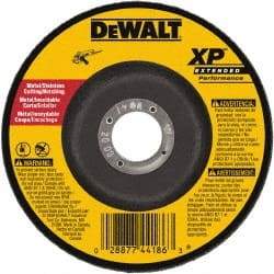 DeWALT - 24 Grit, 6" Wheel Diam, 3/32" Wheel Thickness, 7/8" Arbor Hole, Type 27 Depressed Center Wheel - Zirconia Alumina, Resinoid Bond, 10,100 Max RPM - Caliber Tooling