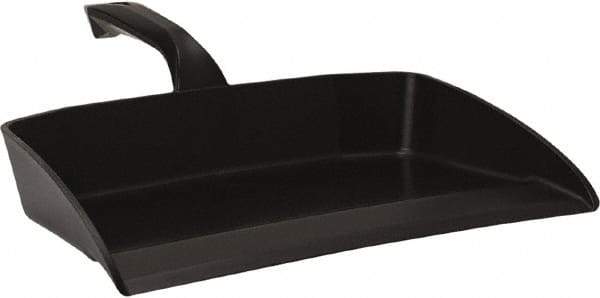 Vikan - 12-1/2" Wide Handheld Dustpan - Plastic Body, 4-1/2" Handle, Black - Caliber Tooling