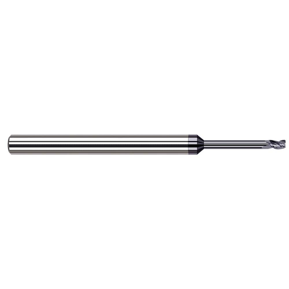 Corner Radius End Mill: 1/8″ Dia, 3/16″ LOC, 1/64″ Radius, 4 Flutes, Solid Carbide 2-1/2″ OAL, 1/8″ Shank Dia, 37 ° Helix, AlTiN Coated, Corner Radius End