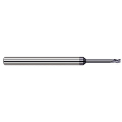 Corner Radius End Mill: 1/8″ Dia, 3/16″ LOC, 1/64″ Radius, 4 Flutes, Solid Carbide 2-1/2″ OAL, 1/8″ Shank Dia, 37 ° Helix, AlTiN Coated, Corner Radius End