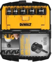 DeWALT - 5 Piece, 3" to 1-3/8" Saw Diam, Impact Rated Hole Saw Kit - Bi-Metal, Toothed Edge, Includes 5 Hole Saws - Caliber Tooling