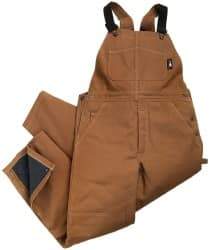 PRO-SAFE - Size L, Brown, Zipper, Cold Weather Bib Overall - Cotton, Nylon, 5 Pockets, Elastic Suspenders, Reinforced Knees, Brass Leg Zipper - Caliber Tooling