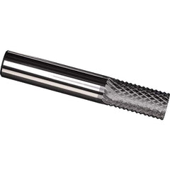 Made in USA - 1/4" Diam, 1" LOC, Plain End, Solid Carbide Diamond Pattern Router Bit - Right Hand Cut, 2-1/2" OAL, 1/4" Shank Diam, Use on Carbon & Honeycomb, Carbon Fiber, Composite, Fiberglass, Graphite - Caliber Tooling