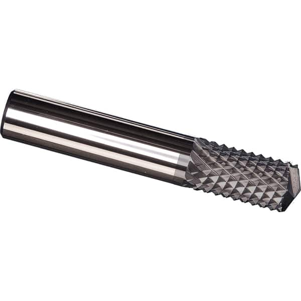 Made in USA - 1/4" Diam, 3/4" LOC, Drill Point End, Solid Carbide Diamond Pattern Router Bit - Right Hand Cut, 3" OAL, 1/4" Shank Diam, Use on Carbon & Honeycomb, Carbon Fiber, Composite, Fiberglass, Graphite - Caliber Tooling