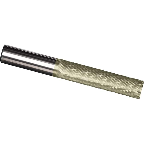 Made in USA - 1/2" Diam, 1" LOC, Plain End, Solid Carbide Diamond Pattern Router Bit - Right Hand Cut, 3" OAL, 1/2" Shank Diam, Use on Cast Iron, Stainless, Steel, Titanium - Caliber Tooling