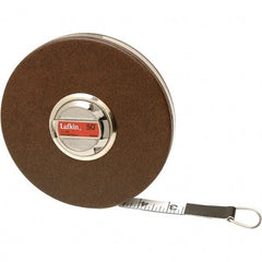 Lufkin - 100' x 5/8" White Fiberglass Blade Tape Measure - 1/8" Graduation, Inch Graduation Style, Black Steel Case - Caliber Tooling