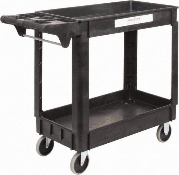 Value Collection - 500 Lb Capacity, 17" Wide x 39-3/4" Long x 33-1/4" High Shelf Cart - 2 Shelf, Plastic, 2 Rigid/2 Swivel Casters - Caliber Tooling