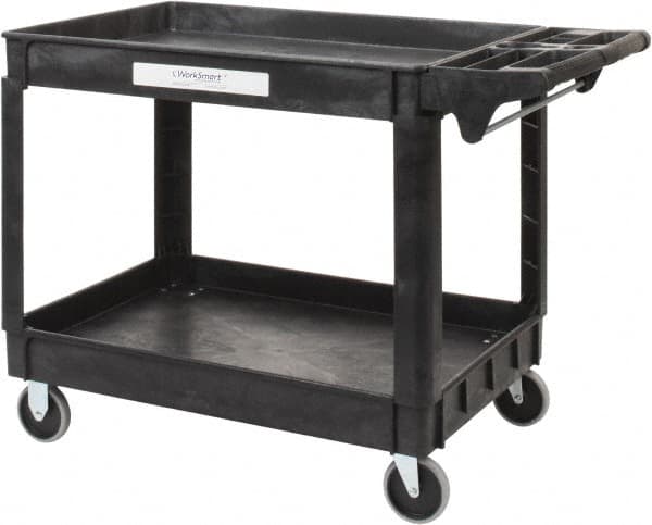 Value Collection - 500 Lb Capacity, 25-1/2" Wide x 46" Long x 33-1/4" High Shelf Cart - 2 Shelf, Plastic, 2 Rigid/2 Swivel Casters - Caliber Tooling