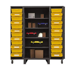 Durham - 4 Shelf 24 Bin Storage Cabinet - Steel, 36" Wide x 36" Deep x 78" High, Gray - Caliber Tooling