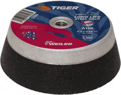 Weiler - 6" Diam, 5/8" Hole Size, 2" Overall Thickness, 16 Grit, Type 11 Tool & Cutter Grinding Wheel - Very Coarse Grade, Aluminum Oxide, R Hardness, Resinoid Bond, 6,000 RPM - Caliber Tooling