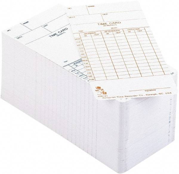 Acroprint Time Recorder - 3-2/5" High x 3-2/5" Wide Weekly/Bi-Weekly/Twice Monthly Time Cards - White, Use with Acroprint Model ATR120 - Caliber Tooling