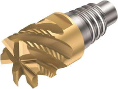 Sandvik Coromant - A316..SM K Grade 1030 Carbide End Milling Tip Insert - TiAlN Finish, 4 Flutes, 19.05mm Cutting Diam, 10.5mm Depth of Cut, 21.3mm Extension, 0.015" Cnr Rad, 40° Helix - Caliber Tooling