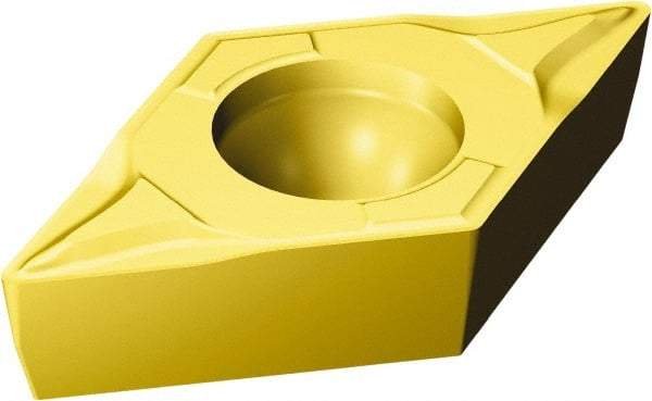 Sandvik Coromant - DCMT32.51 MF Grade 2025 Carbide Turning Insert - TiCN/AI2O3/TiN Finish, 55° Diamond, 3/8" Inscr Circle, 5/32" Thick, 1/64" Corner Radius - Caliber Tooling