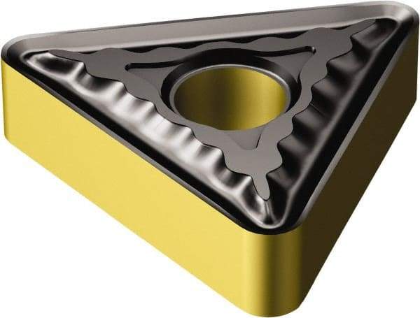 Sandvik Coromant - TNMG321 QM Grade 235 Carbide Turning Insert - TiCN/TiN Finish, 60° Triangle, 3/8" Inscr Circle, 1/8" Thick, 1/64" Corner Radius - Caliber Tooling