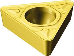 Sandvik Coromant - TCMT32.53 MR Grade 2035 Carbide Turning Insert - TiAlN/TiN Finish, 60° Triangle, 3/8" Inscr Circle, 5/32" Thick, 3/64" Corner Radius - Caliber Tooling