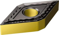 Sandvik Coromant - DNMG432 QM Grade 4335 Carbide Turning Insert - TiCN/AI2O3/TiN Finish, 55° Diamond, 1/2" Inscr Circle, 3/16" Thick, 1/32" Corner Radius - Caliber Tooling