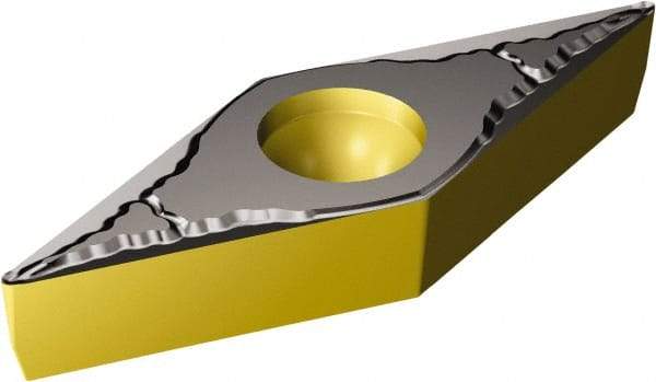 Sandvik Coromant - VBMT333 KM Grade 3225 Carbide Turning Insert - TiCN/AI2O3/TiN Finish, 35° Diamond, 3/8" Inscr Circle, 3/16" Thick, 3/64" Corner Radius - Caliber Tooling