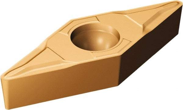 Sandvik Coromant - VBMT332 MF Grade 1125 Carbide Turning Insert - TiAlN/AlCr2O3 Finish, 35° Diamond, 3/8" Inscr Circle, 3/16" Thick, 1/32" Corner Radius - Caliber Tooling