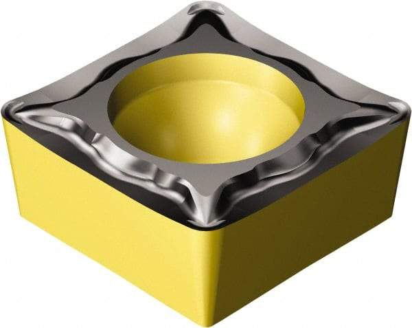 Sandvik Coromant - SCMT32.52 UM Grade 2220 Carbide Turning Insert - TiCN/AI2O3/TiN Finish, 90° Square, 3/8" Inscr Circle, 5/32" Thick, 1/32" Corner Radius - Caliber Tooling