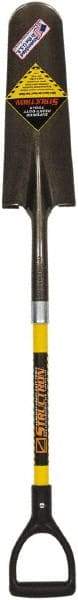 SEYMOUR-MIDWEST - 16" High x 5-1/2" Wide Round Steel Spade - 29" Long Fiberglass D-Grip Handle, Front Turned - Caliber Tooling